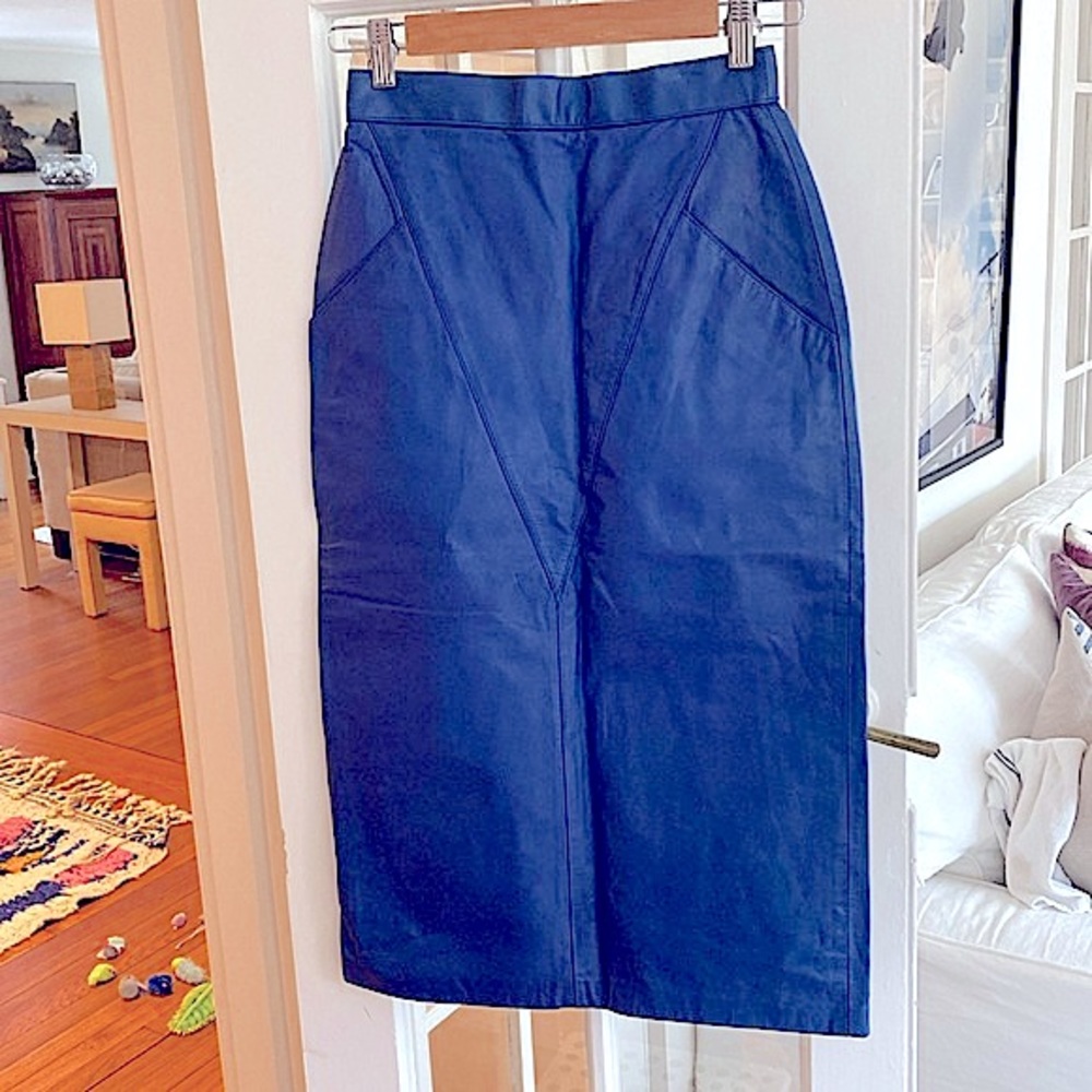 Vintage Leather Midi Pencil Skirt